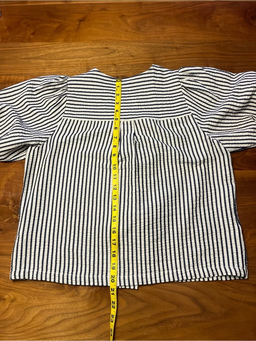 Zara Black and White Striped Puff Sleeve Tie-Front Blouse